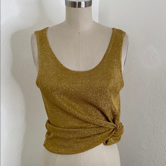 Vintage Tops - Vintage sparkly gold 90s Y2K tank top S